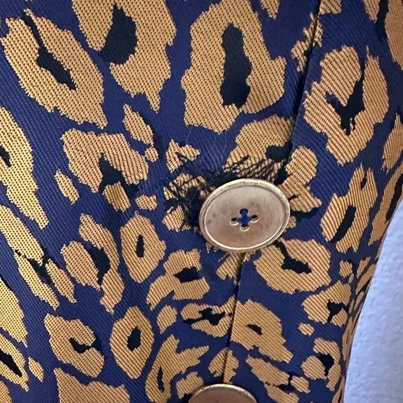 Zero+Maria Cornejo Lumi Cheetah Jacquard Ink Jet Apricot Blue & Copper dress -4 - Picture 6 of 10